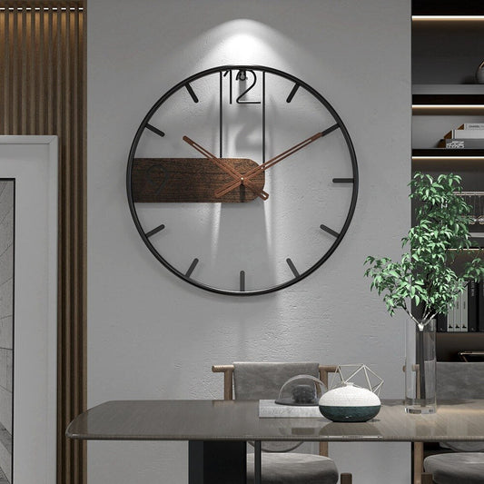 Moderne Walnuss-Stahl Wanduhr – Elegantes Design für Ihr Zuhause