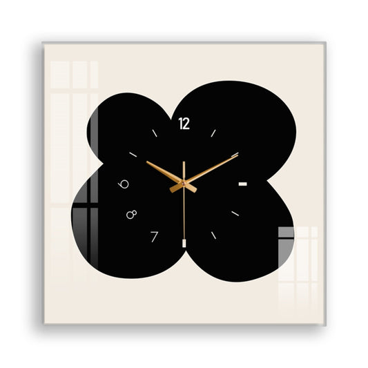 Elegante Stille Wanduhr im Quadrat mit Blumenmotiv