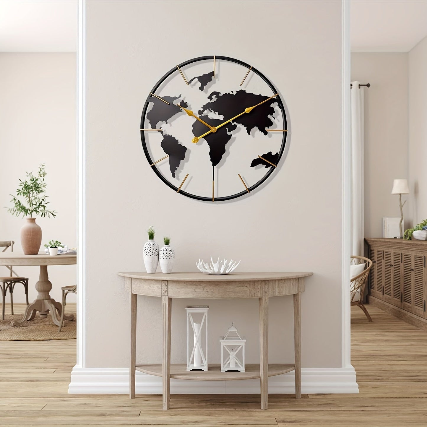 Moderne Stille Metall Wanduhr - Große Weltkarte Design