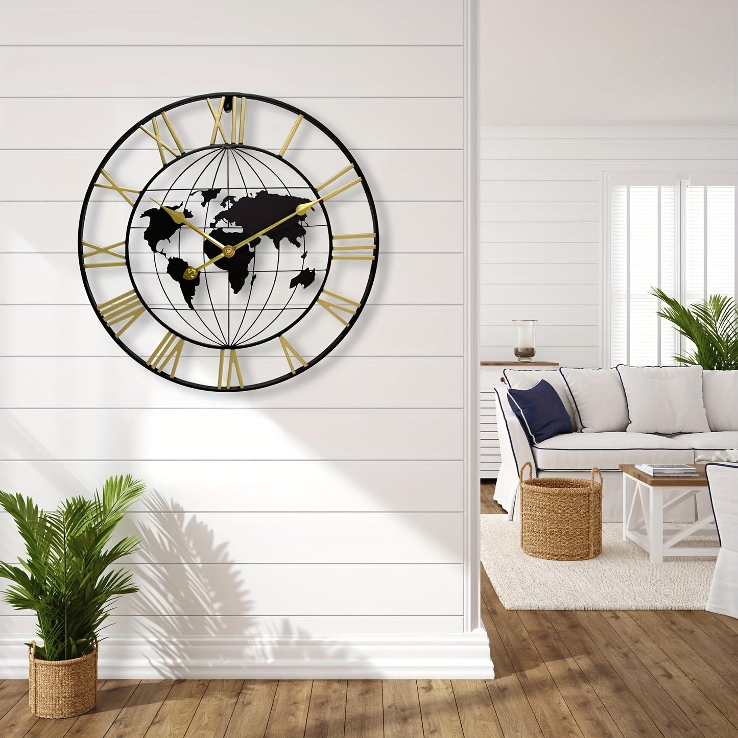 Moderne Stille Metall Wanduhr - Große Weltkarte Design