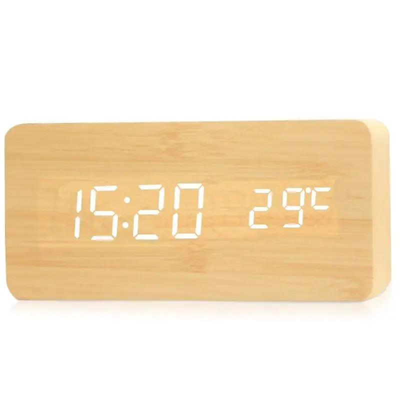 Eleganter Digitalwecker aus Holz mit LED-Display