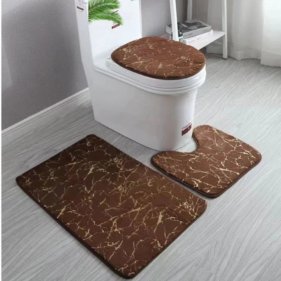 Rutschfestes Toilettmatte Set in elegantem Gold – Premium Qualität