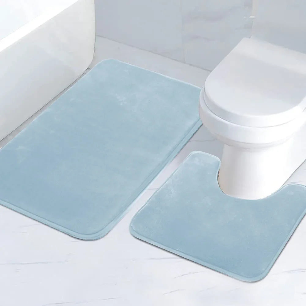Waschbare Schwamm-Badmatten im Aqua-Streifen-Design