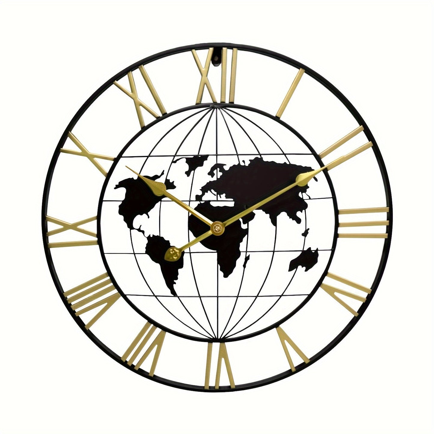Moderne Stille Metall Wanduhr - Große Weltkarte Design