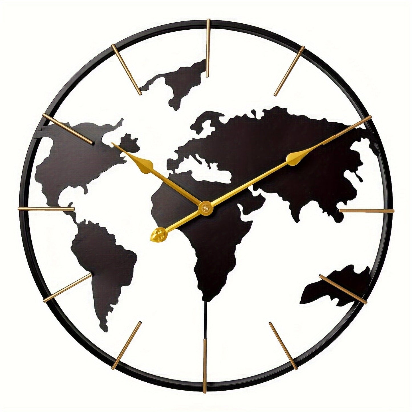 Moderne Stille Metall Wanduhr - Große Weltkarte Design